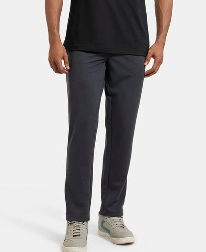 Super Combed Cotton Blend Slim Fit Trackpant with Zipper Media Pocket - Graphite-5