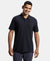 Super Combed Cotton Rich Pique Fabric Solid Half Sleeve Polo T-Shirt - Black-1