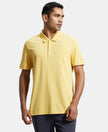 Super Combed Cotton Rich Pique Fabric Solid Half Sleeve Polo T-Shirt - Corn Silk-1