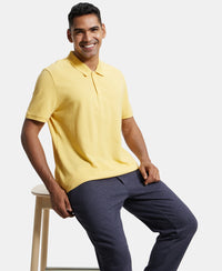 Super Combed Cotton Rich Pique Fabric Solid Half Sleeve Polo T-Shirt - Corn Silk-6