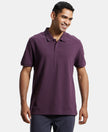 Super Combed Cotton Rich Pique Fabric Solid Half Sleeve Polo T-Shirt - Plum Perfect-1