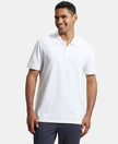 Super Combed Cotton Rich Pique Fabric Solid Half Sleeve Polo T-Shirt - White-1