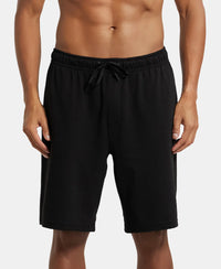 Super Combed Cotton Rich Mesh Elastane Stretch Regular Fit Shorts with Side Pockets - Black-1