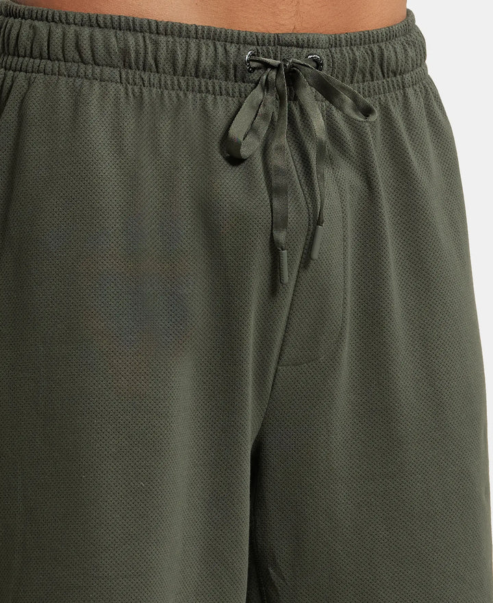 Super Combed Cotton Rich Mesh Elastane Stretch Regular Fit Shorts with Side Pockets - Deep Olive-6