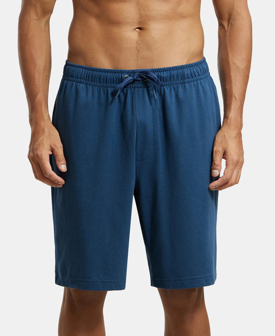 Super Combed Cotton Rich Mesh Elastane Stretch Regular Fit Shorts with Side Pockets - Insignia Blue-1