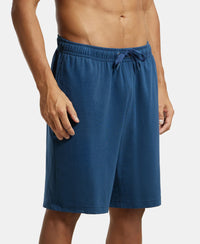 Super Combed Cotton Rich Mesh Elastane Stretch Regular Fit Shorts with Side Pockets - Insignia Blue-2