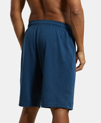 Super Combed Cotton Rich Mesh Elastane Stretch Regular Fit Shorts with Side Pockets - Insignia Blue-3