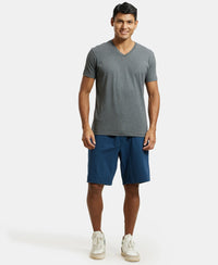Super Combed Cotton Rich Mesh Elastane Stretch Regular Fit Shorts with Side Pockets - Insignia Blue-4