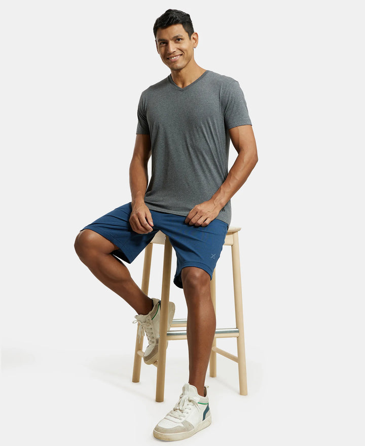 Super Combed Cotton Rich Mesh Elastane Stretch Regular Fit Shorts with Side Pockets - Insignia Blue-6