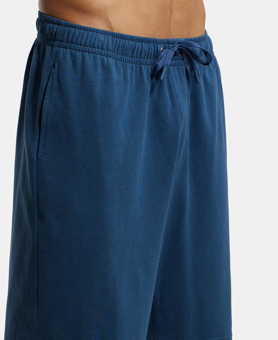 Super Combed Cotton Rich Mesh Elastane Stretch Regular Fit Shorts with Side Pockets - Insignia Blue-7