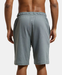 Super Combed Cotton Rich Mesh Elastane Stretch Regular Fit Shorts with Side Pockets - Performance Grey-3