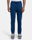 Super Combed Cotton Rich Mesh Elastane Stretch Slim Fit Trackpants with Zipper Pockets - Insignia Blue-1