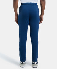 Super Combed Cotton Rich Mesh Elastane Stretch Slim Fit Trackpants with Zipper Pockets - Insignia Blue-3