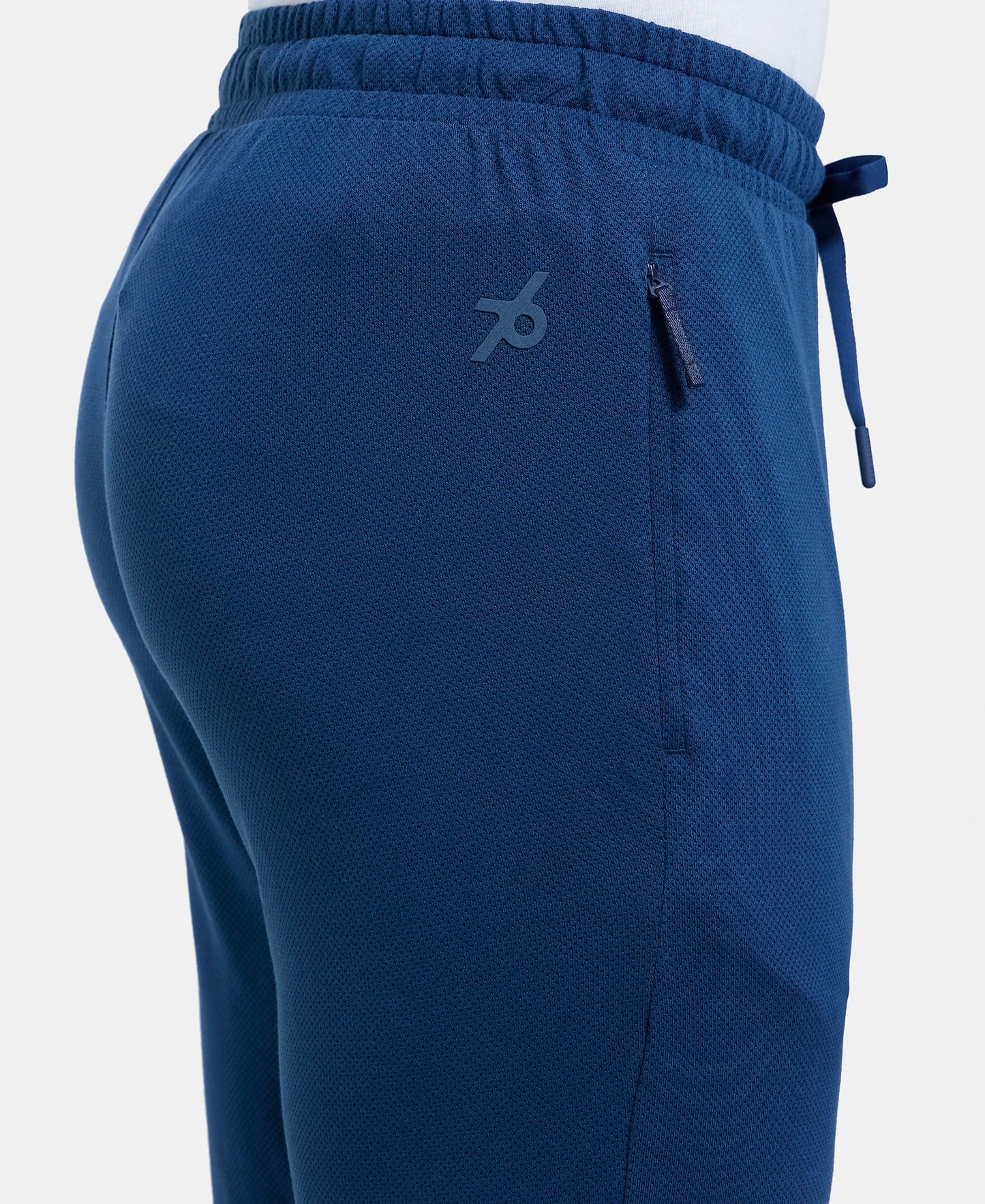 Super Combed Cotton Rich Mesh Elastane Stretch Slim Fit Trackpants with Zipper Pockets - Insignia Blue-7