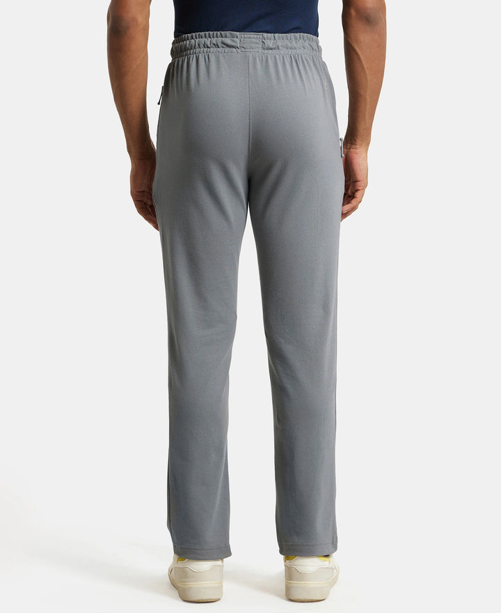 Super Combed Cotton Rich Mesh Elastane Stretch Slim Fit Trackpants with Zipper Pockets - Performance Grey-3