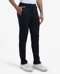 Super Combed Cotton Rich Pique Slim Fit Trackpant with Side Zipper Pockets - Black-2