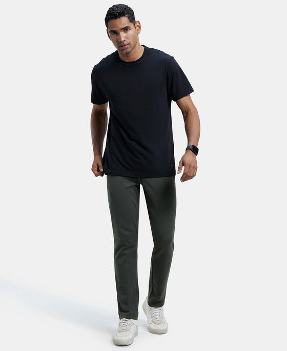 Super Combed Cotton Rich Pique Slim Fit Trackpant with Side Zipper Pockets - Deep Olive-6
