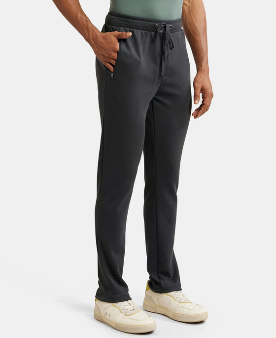 Super Combed Cotton Rich Pique Slim Fit Trackpant with Side Zipper Pockets - Graphite-2