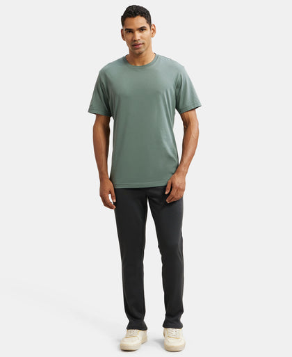Super Combed Cotton Rich Pique Slim Fit Trackpant with Side Zipper Pockets - Graphite-4