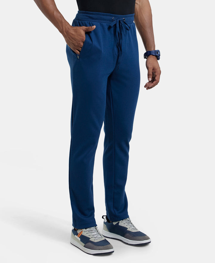 Super Combed Cotton Rich Pique Slim Fit Trackpant with Side Zipper Pockets - Insignia Blue-2