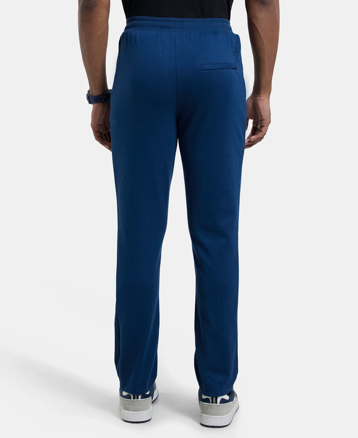 Super Combed Cotton Rich Pique Slim Fit Trackpant with Side Zipper Pockets - Insignia Blue-3