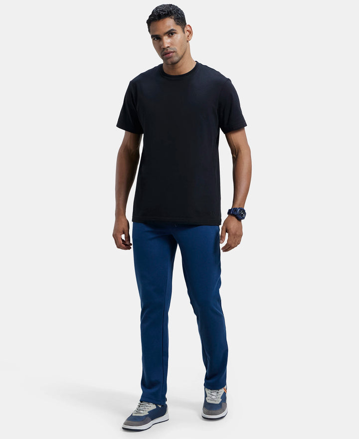 Super Combed Cotton Rich Pique Slim Fit Trackpant with Side Zipper Pockets - Insignia Blue-4
