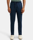 Super Combed Cotton Rich Pique Slim Fit Trackpant with Side Zipper Pockets - Navy-1