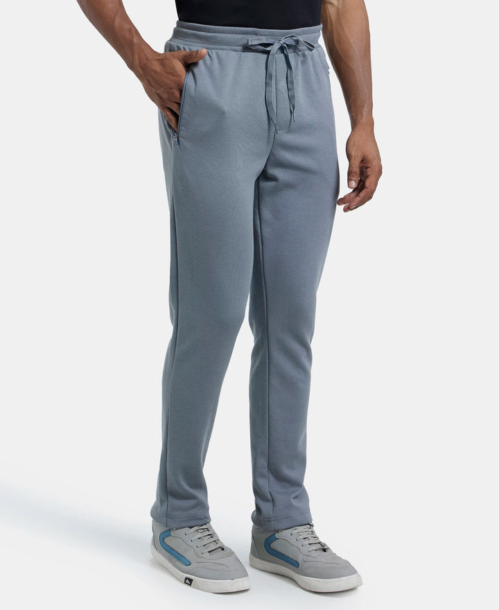 Super Combed Cotton Rich Pique Slim Fit Trackpant with Side Zipper Pockets - Performance Grey-2