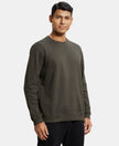 Super Combed Cotton Rich Pique Sweatshirt with Ribbed Cuffs - Black Olive-1