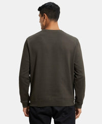 Super Combed Cotton Rich Pique Sweatshirt with Ribbed Cuffs - Black Olive-3