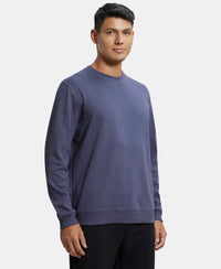 Super Combed Cotton Rich Pique Sweatshirt with Ribbed Cuffs - Odyssey grey-2