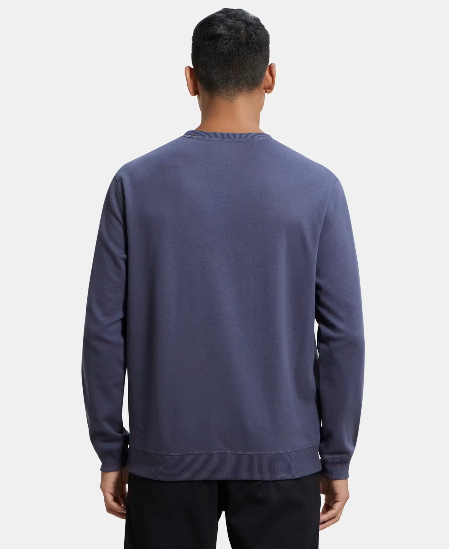 Super Combed Cotton Rich Pique Sweatshirt with Ribbed Cuffs - Odyssey grey-3