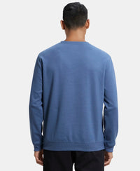 Super Combed Cotton Rich Pique Sweatshirt with Ribbed Cuffs - Vintage Indigo-3