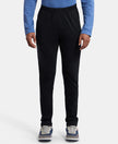 Super Combed Cotton Rich Slim Fit Trackpants with Side and Zipper Media Pockets  - Black-1