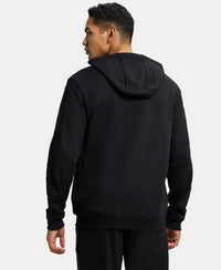 Super Combed Cotton Rich Pique Hoodie Jacket with Ribbed Cuffs - Black-3