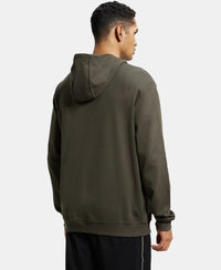 Super Combed Cotton Rich Pique Hoodie Jacket with Ribbed Cuffs - Deep Olive-3