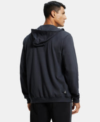 Super Combed Cotton Rich Pique Hoodie Jacket with Ribbed Cuffs - Graphite-3