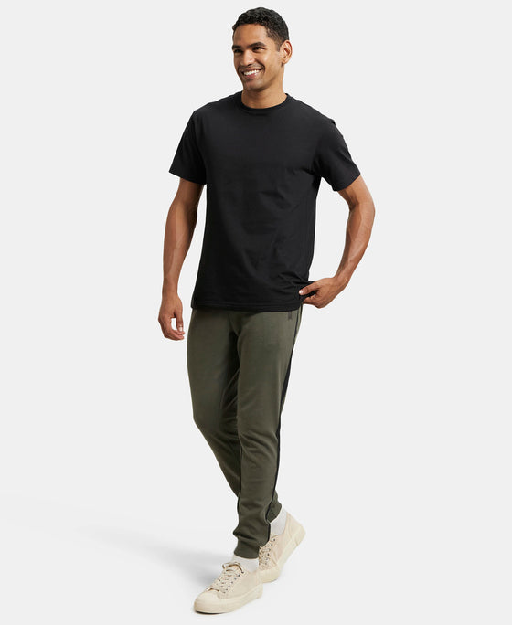 Super Combed Cotton Rich Slim Fit Jogger with Zipper Pockets - Deep Olive-4