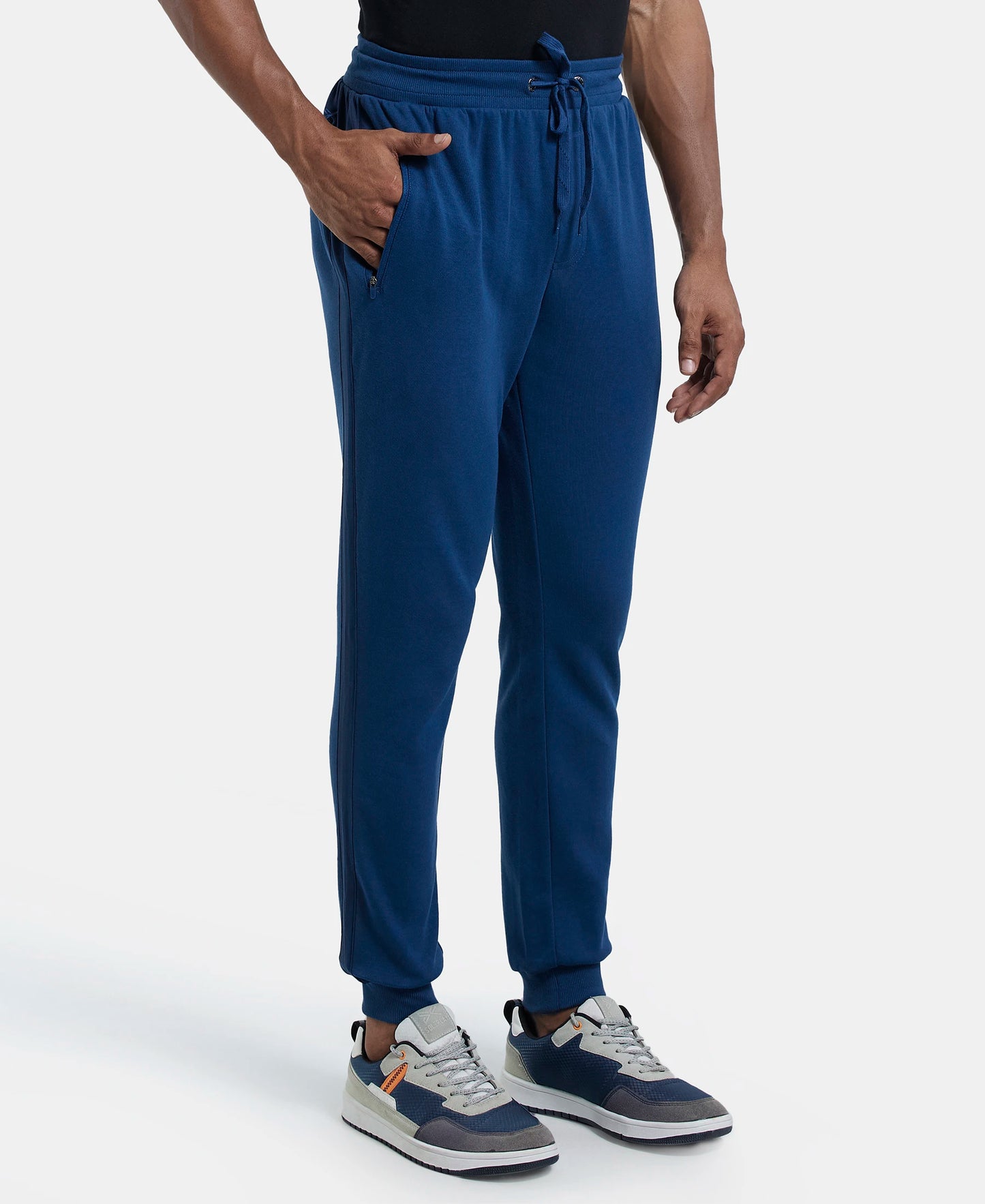 Super Combed Cotton Rich Slim Fit Jogger with Zipper Pockets - Insignia Blue & Navy-2