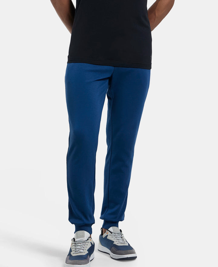 Super Combed Cotton Rich Slim Fit Jogger with Zipper Pockets - Insignia Blue & Navy-5