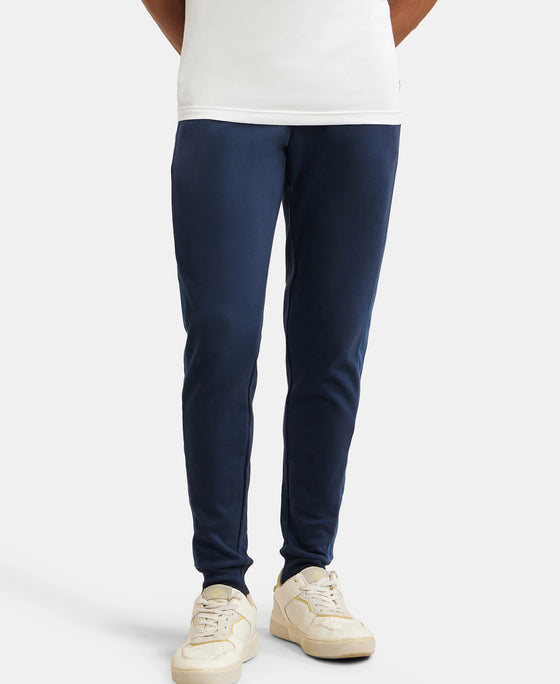Super Combed Cotton Rich Slim Fit Jogger with Zipper Pockets - Navy-5