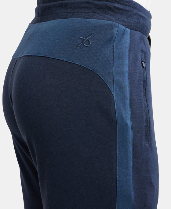 Super Combed Cotton Rich Slim Fit Jogger with Zipper Pockets - Navy-7