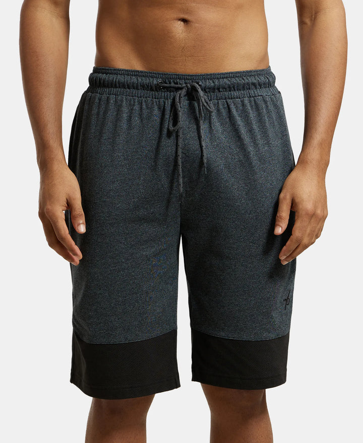 Super Combed Cotton Rich Regular Fit Shorts with Breathable Mesh - True Black Melange-1