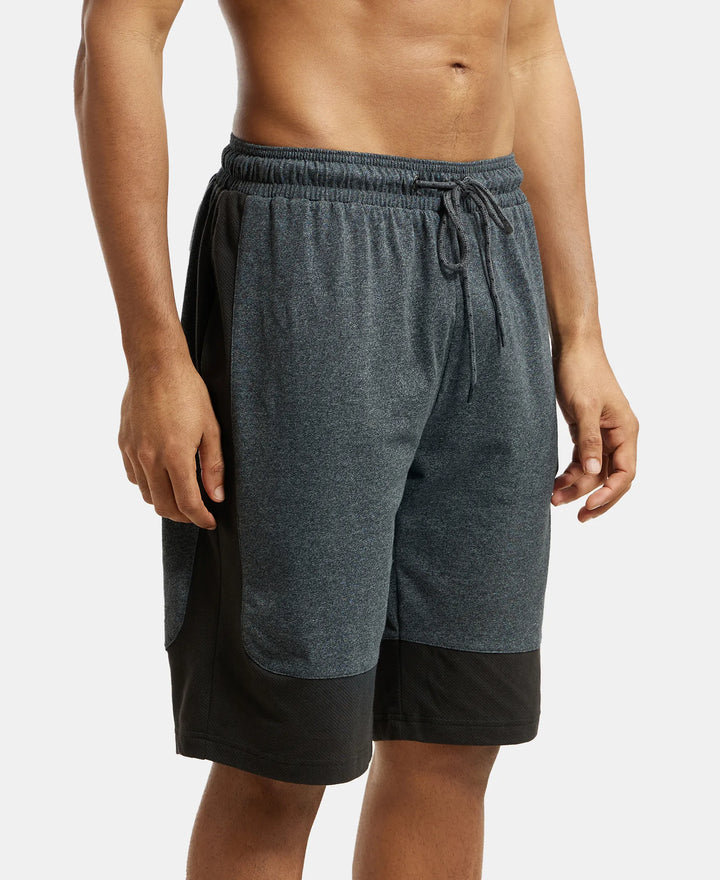 Super Combed Cotton Rich Regular Fit Shorts with Breathable Mesh - True Black Melange-2