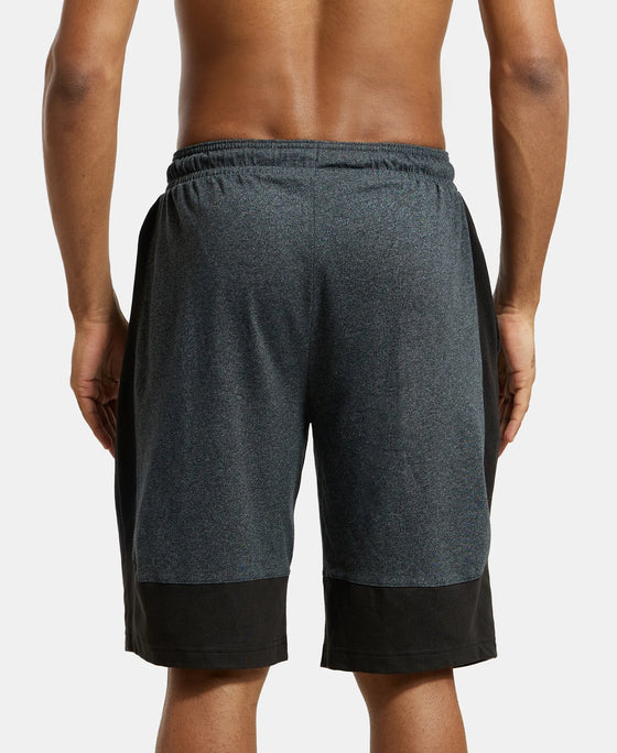 Super Combed Cotton Rich Regular Fit Shorts with Breathable Mesh - True Black Melange-3