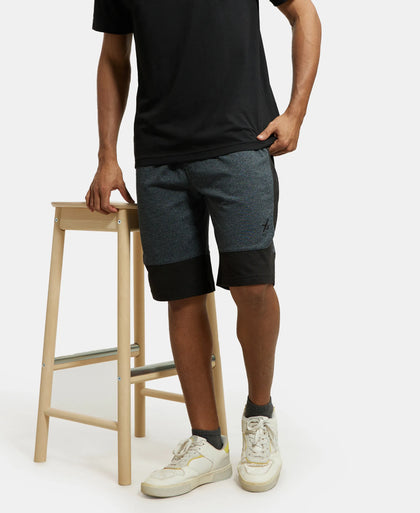 Super Combed Cotton Rich Regular Fit Shorts with Breathable Mesh - True Black Melange-5