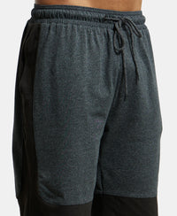 Super Combed Cotton Rich Regular Fit Shorts with Breathable Mesh - True Black Melange-7