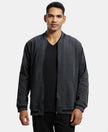 Super Combed Cotton Rich Fleece Jacket With StayWarm Technology - Black & True Black Melange-1