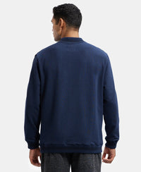 Super Combed Cotton Rich Fleece Jacket With StayWarm Technology - Navy & New Marine-3