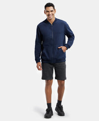 Super Combed Cotton Rich Fleece Jacket With StayWarm Technology - Navy & New Marine-4